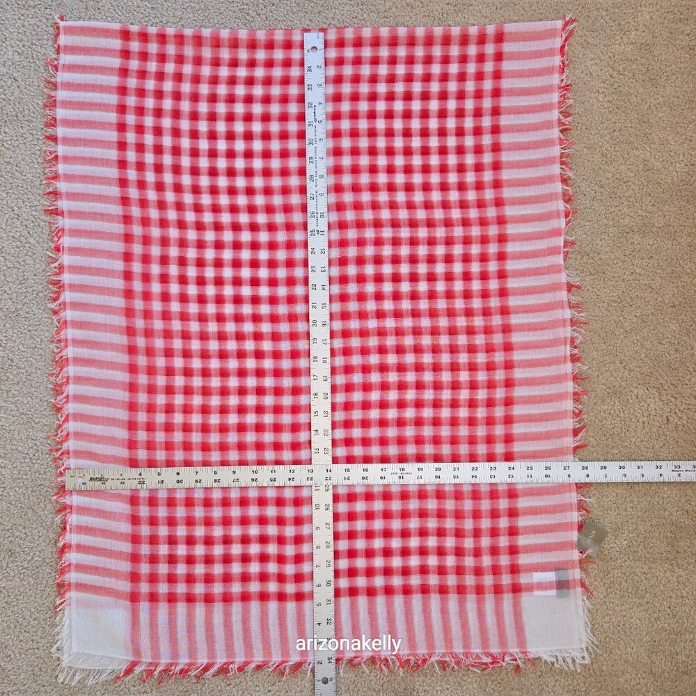 NWT J. Crew Gingham Cotton Lightweight Red Scarf - Picture 10 of 10